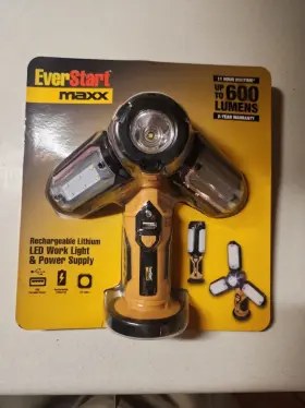 Everstart 4511126 600 Lumen Led Portable Folding Work Light With Usb Power In/out New
