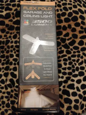 5017501 Farpoint Garage Ceiling Light 3500 Lumens Flex Fold No Wiring Adjustable Nib