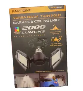 Farpoint 845181000056 Farpoint- Versa Beam Twin Fold Garage And Ceiling Light 2000 Lumens