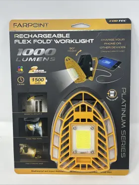 Flfb10046 Farpoint 1000 Lumens Rechargeable Flex Fold Worklight Cob Led Usb Phone Charger