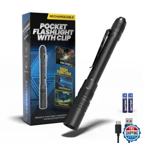 B0fcrkts1l Favourlite Rechargeable Pen Light Flashlight 800lm Zoomable Pocket Led Torch Waterproof Eme