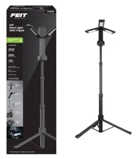Work2000tripbat Feit Electric 48 Inch 4-panel 2000-lm 5w Led Tripod Work Light