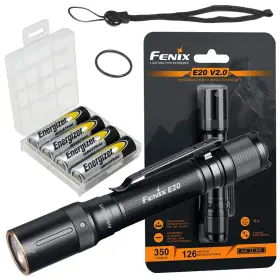 B08fcxgbzb Fenix E20 V2.0 350 Lumens Flashlight With 4 Extra Aa Batteries And A Lightjuncti