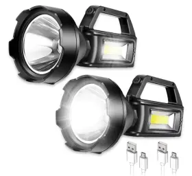 Xt009 Foleto High Power Handheld Solar Rechargeable Waterproof Emergency Flashlight 2-pk 50