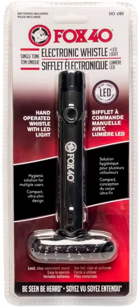 8616-1918 Fox 40 Mini Electronic Whistle Led Light With Custom Lanyard Black