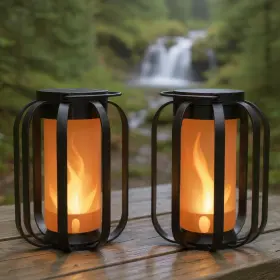 Foxflame 850076430115 Modern Solar Lanterns Outdoor Waterproof - Patented Flickering Led F