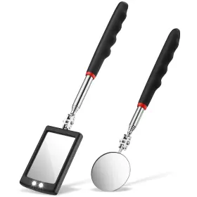 Frienda 793796526136 2 Pieces Lighted Telescoping Inspection Mirror Flexible Retractable