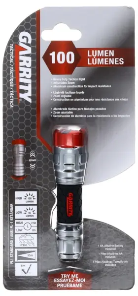 Ga8010 Garrity Tactical Light 100 Lumens Aluminum Impact Resistant Zoom