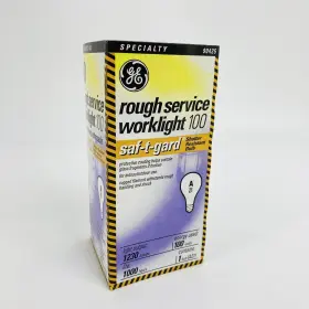 90425 Ge Rough Service Coated Worklight Utility Light Bulb 100 Watt Shatter Resistant