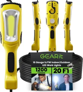 B084q5pmpp  Gearit Led Work Light 20 Feet 1200 Lumen Cob 16 Gauge Sjtw Indoor Outdoor Nema 5 15