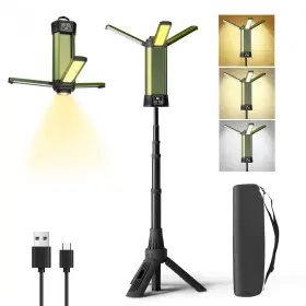 Zhw0001-g Geisofu Rechargeable Camping Light With Stand Outdoor Led Cordless Work Porta