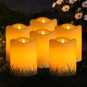 Hpl1846.v1 Glosola Solar Powered Candles Outdoor 6 Pack 3 Inch X4 Ip65 Waterproof Rechargeable Sola