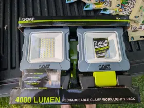 23469-03be01 Goat Lights 4000 Lumen Rechargeable Led Clamp Worklight 2 Pack