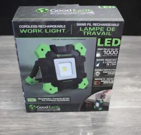 Good Earth 755284018448 Lighting 1000-lumen Led Battery Rechargeable Portable Work Light -new