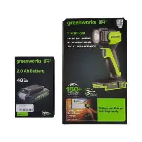 Hagc307f Greenworks 24v Led Flashlight 300 Lumens Li-ion Battery Pivoting Head
