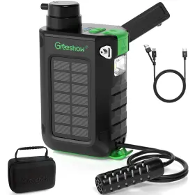 Gs-2811-bk Greeshow Electric Portable Water Filter Camping - Solar Powered Hand Crank