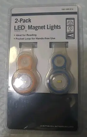 Home Depot 820909995449 2-pack Led Magnet Lights With Batteries And Pocket Loop - Brand New In Package