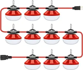 50ft-red Hooyan Construction Lights String Temporary Lighting 100ft Work Light Stringer With