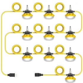 Hooyan 784141099023 Construction Lights String Temporary Lighting - 100ft Work Light Stringer Wit