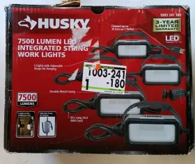 1003 Husky 012109106231 7500 Lumen Led Integrated 5 Light String Work Lights 241 180
