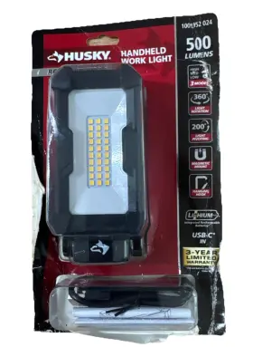 1009952024 Husky Handheld Rechargeable 500 Lumens Led Work Light Magnetic