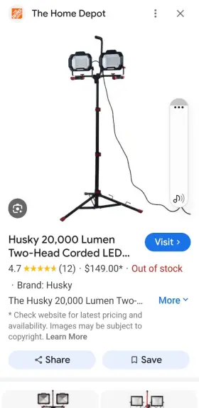 1010878815 Husky 20 000-lumen Twin-head Led Work Light