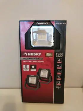 1011808373 Husky Rechargeable Led Work Lights 2-pack 1500 Lumens