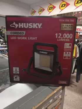 1014056785 Husky Portable Led Work Light 12 000 Lumens Corded Usb Output 3 Modes Tri-pod