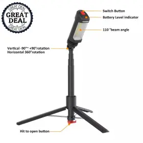 Husky 445027361322 800 Lumen Led Rechargeable Detachable Tripod Work Light Battery Level Indicator