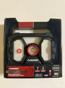 Husky 744110515893 Focusing Rechargeable Utility Light Led Dual Panel 2000 Lumens With Usb