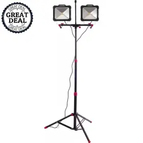 000-lum Husky 744759291349 10 Twin-head Led Work Light Lighting Durable Worklight Telescopic Tripod