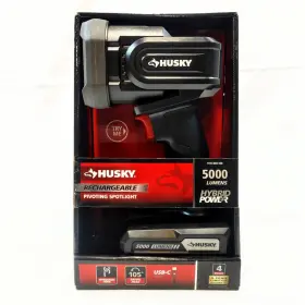 Husky 820909916406 5000 Lumen Hybrid Power Swivel Rechargeable Spotlight 91640