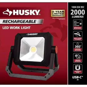 El2206 Husky Rechargeable Led Work Light 2000 Lumens Magnetic Base