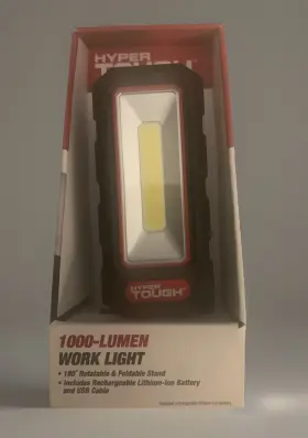 Hyper Tough 194346027842 1000 Lumens Rechargeable Work Light With Aluminium And Plastic Housing