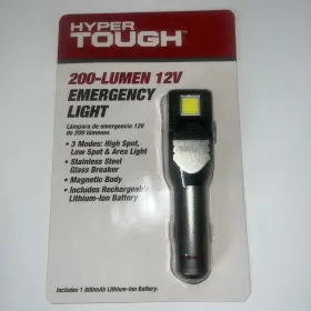 Hyper Tough 681131046954 200-lumen 12v Rechargeable Emergency Light Flashlight Car Charger