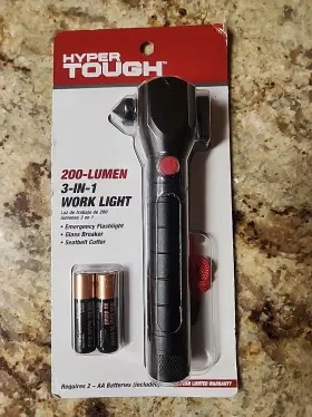 7812 Hyper Tough 200-lumen Work Light Emergency Flashlight Glass Breaker Belt Cutter