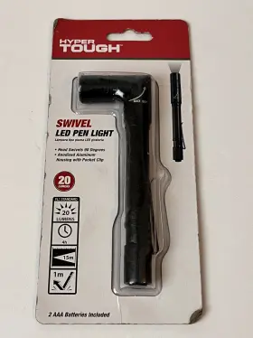 Hyper Tough 820909026136 Swivel Head Led Pen Light 20 Lumens Anodized Aluminum With Clip