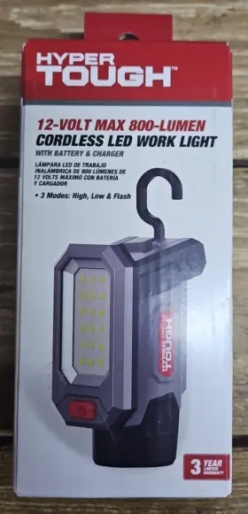 Hyper Tough 820909800675 12v Max 800-lumen Cordless Led Worklight With Charger Brand New