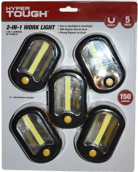 8607 Hyper Tough 5 Pack Led Work Light 150 Lumens 2 N 1 Spotlight Floodlight Magnetic