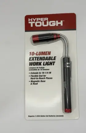 Hyper Tough Pkl10 10 Lumen Extendable Work Light Nip Batteries Included Mag Base Head