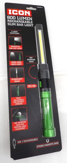 Lsbr800-g Icon 71073 800 Lumen Rechargeable Slim Bar Light Green