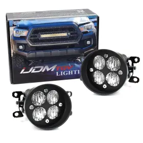 70-639-clear Ijdmtoy Clear Lens 24w High Power Led Wide Angle Sae Flood Beam Fog Light Kit