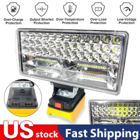 Ikaufen 982766526621 Cordless Led Work Light Floodlight Spotlight Desk Lamp For Dewalt 20v Battery