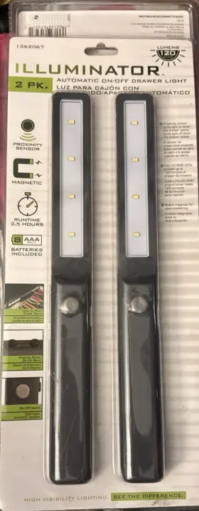 1362067 Illuminator New 2 Pack Automatic On/off Drawer Lights 120 Max Lumens