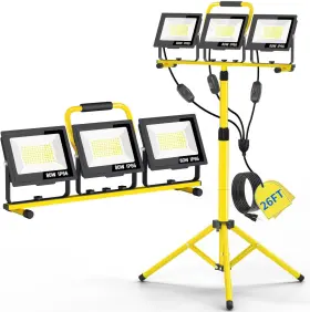 Isuerfy 445000220219 26400lm Led Work Lights With Stand 3 Adjustable Head Portable Worklight 26