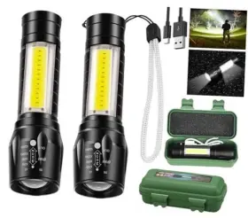 Itemmountain 721927638816 Led Flashlight Rechargeable Usb Torch Mini Small Light Super Bright A-2 Pack