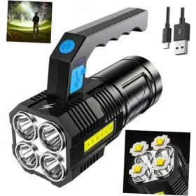 Itemmountain 748521841459 Led Flashlight Usb Rechargeable High Lumens Tactical Light With Black