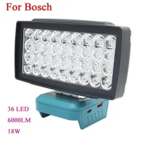 Jyx-ab-006 Janllenton 36 Bead Led Car Work Light Flashlight Torch Usb Power Bank For Bosch 18v Battery