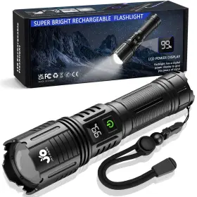 B0bqj28d59 Jay-park 10000 Lumen Rechargeable Led Flashlight With Digital Power Zoomable