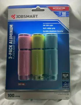 Jobsmart 6012172 X6pksjobsmart 3-pack Aluminum Led Flashlights 100 Lumens Pink/green/blue Aaa Inc